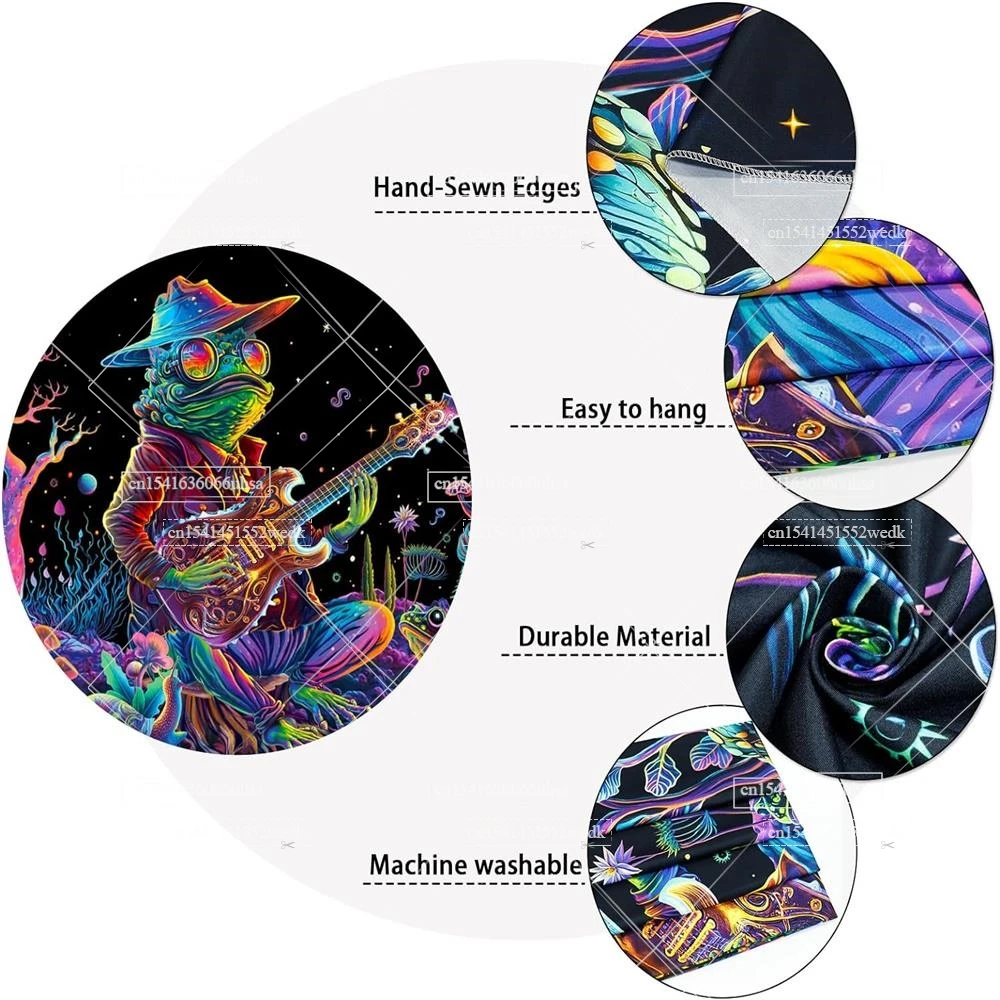 Гобелен в виде лягушки Blacklight неоновый гобелен грибов настенный с УФ-реактивными