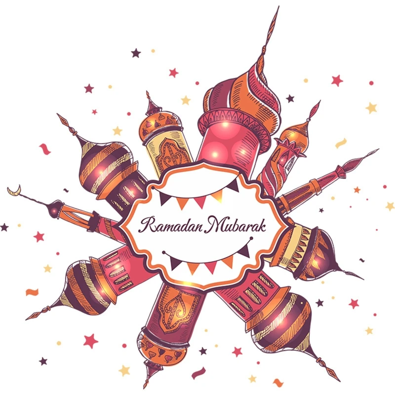 

Ramadan Mubarak Wall Sticker Islamic Muslim Wall Decor Star Castle Decals Window Clings for Eid Mubarak Decorations