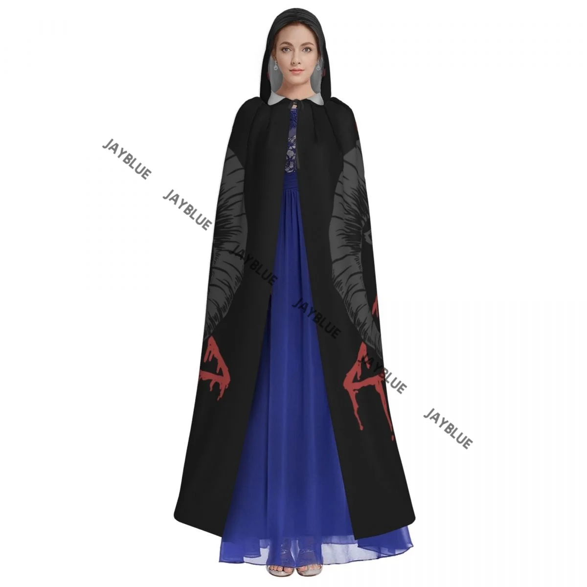 Плащ для взрослых накидка с капюшоном голова Бафомета средневековый костюм