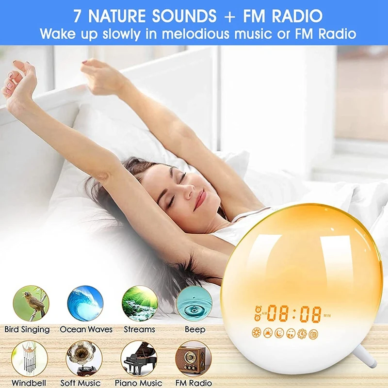 SEWS-будильник с восходом солнца светильник для пробуждения в спалах тяжелые