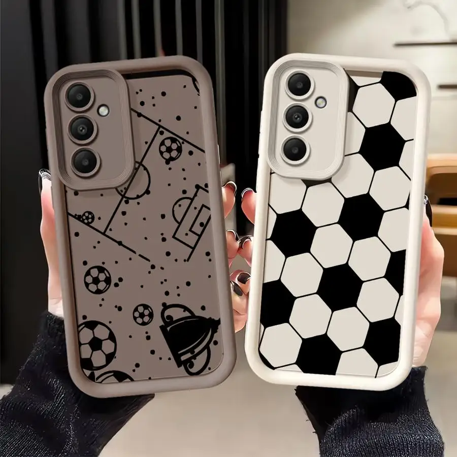 Фото Чехол для телефона с рисунком футбольного мяча для Samsung Galaxy A57 A21s A24 A73 A36 A56 A25 A26 A32 A22 A54 A55 A35 A52 №1