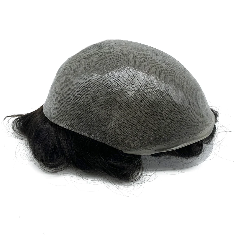 Парик мужской из 100% натуральных волос прочный сменный капиллярный протез на