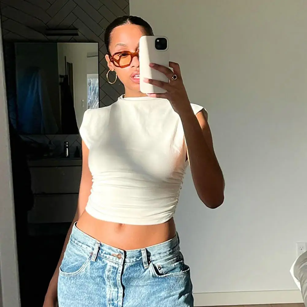 

Мягкий жилет, рубашка с круглым вырезом, впитывающая пот женская футболка, белая майка, летняя повседневная футболка