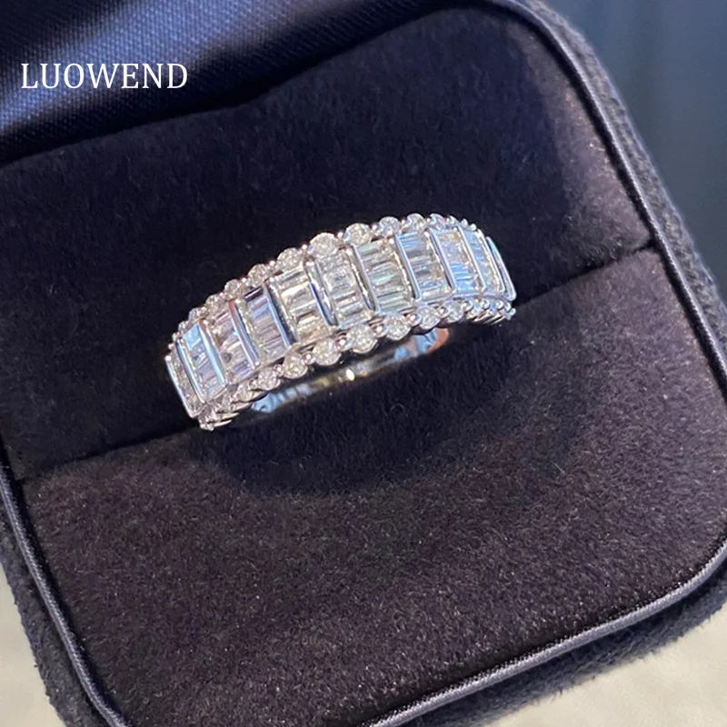 LUOWEND 100% 18K кольца из белого золота с натуральными бриллиантами Сияющие классические формы обручальные кольца для женщин обручальные драгоценности