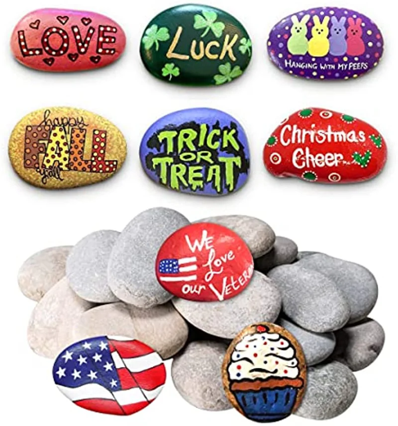 

10PCS DIY River Rocks for Painting, Smooth Unpolished Stones Kit Perfect for Painting Art & Crafting, Gift for Kids Adults