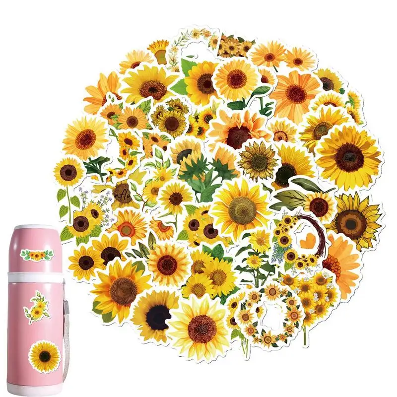 

Sunflower Wall Stickers 50PCS Waterproof Flower Laptop Decoration Decals Portable Crafts Stickers For Water Bottles Phone Case