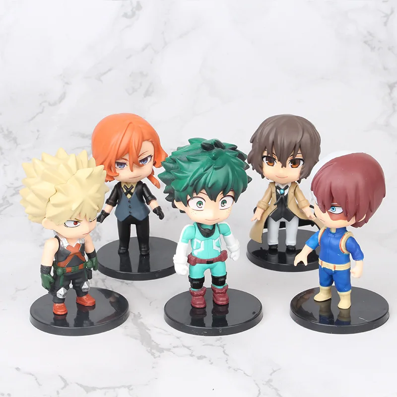 

5pcs/set 10cm Anime Figure My Hero Academia Midoriya Izuku Bakugo Katsuki OCHACO URARAKA Iida Tenya PVC Action Figure Ornament
