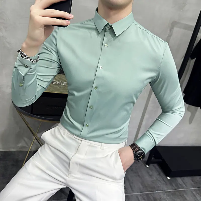 

Men's Long Sleeve Shirt, New Spring 2023, Business Slim Fit Fashion Men's Stretch Shirt, Underlay Shirt, No creases