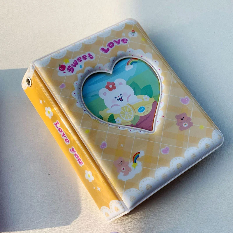 

Kawaii 40 Pockets Photo Album 3 inch Love Heart Hollow Kpop Card Binder Name Card Book Photo Album Card Photocard ID Holder