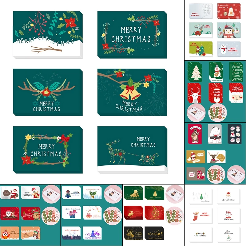 

24pcs/pack Merry Christmas Greeting Card Postcard Thank you Card Christmas gifts Message Card Envelope Holiday wrapping card