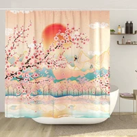 japanese shower curtain asian art mountain shower curtain anime polyester fabric bathroom shower curtain set with hooks