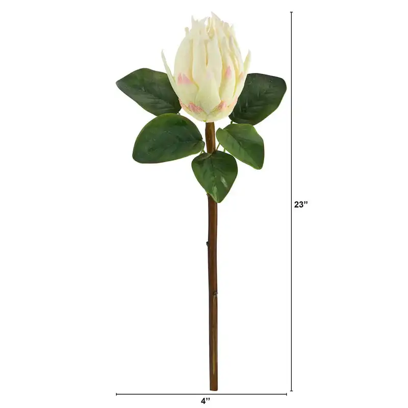 

& Plum Beautiful White & Plum Color King Protea Artificial Flower Set of 4 - Home Decor Crafts Decoration