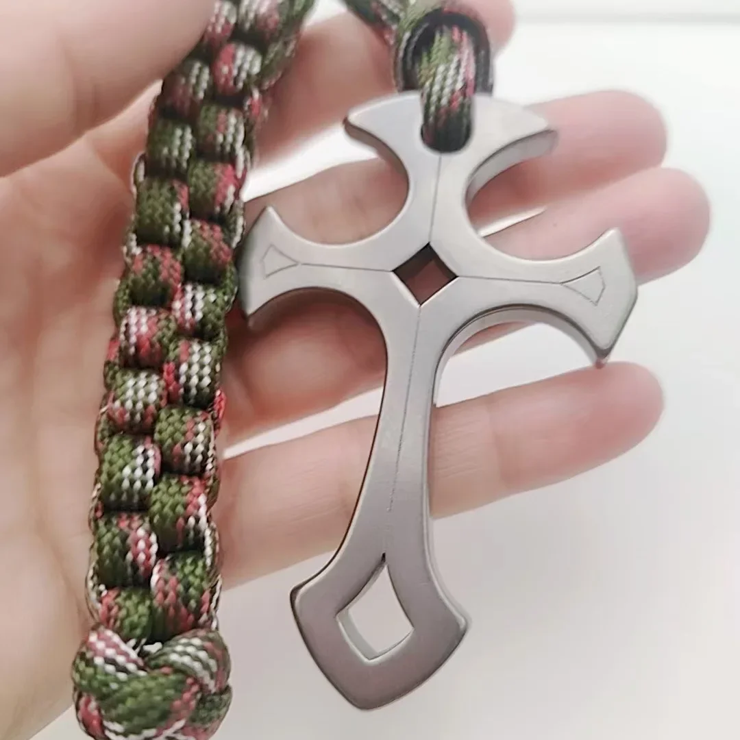 

Открытый EDC TC4 из титанового сплава, тактическое многофункциональное ожерелье с крестом, подвеска для разбития окон автомобиля, инструмент