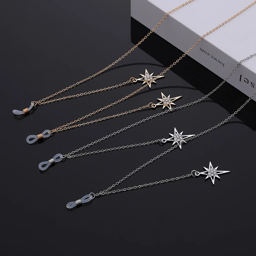 

Fashion Eyewear Accessories Glasses Chain Mask Chain for Women Anti-skid Eyewear Lanyard Rhinestone Star Pendant Metal Chain