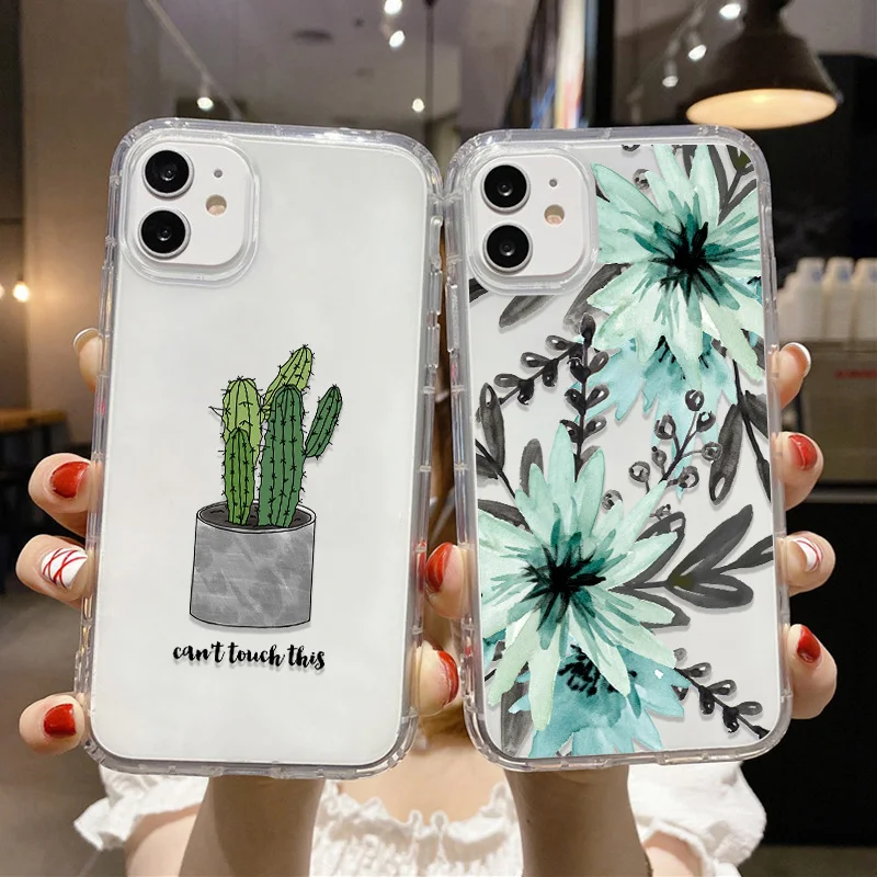 

Phone Case For iPhone 11 Cases Soft Silicone Fundas For iPhone 11 12 13 Pro Max X XR XS Max 7 8 6 6S Plus Flower TPU Back Covers