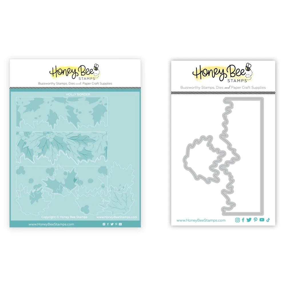 

Holly Border-набор из 2 координационных трафаретов, металлические Вырубные штампы для фотографирования, форма для тиснения «сделай сам»