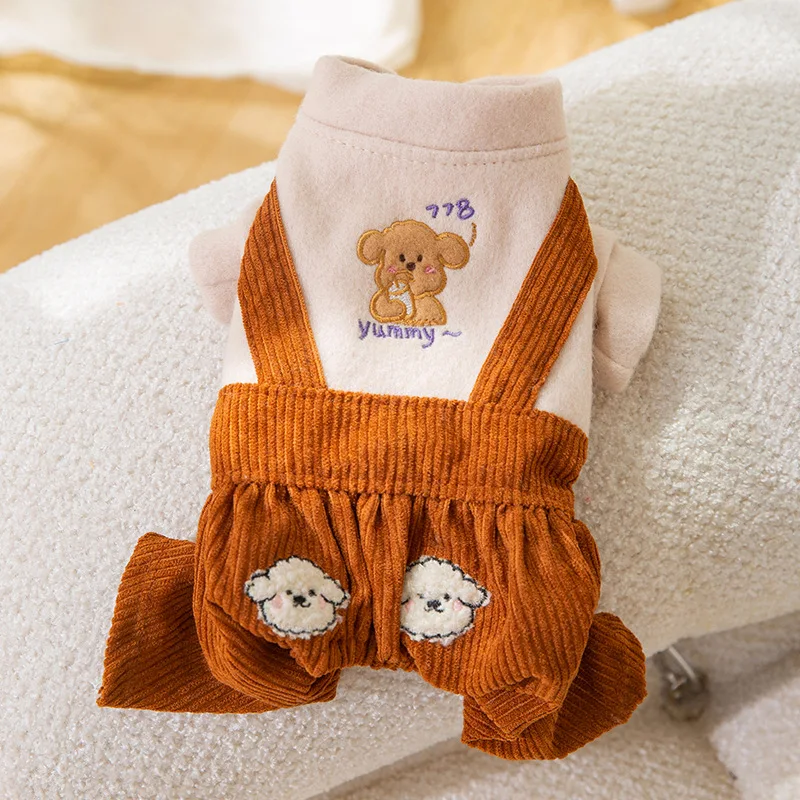 

Pet Four Legged Clothes Autumn Winter Medium Small Dog Jumpsuit Kawaii Sweater Kitten Puppy Cute Warm Rompers Chihuahua Poodle