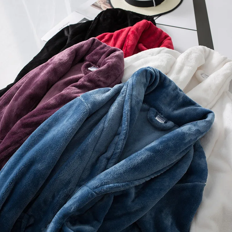 Nightgown For Female  Solid Color Flannel Comfortable Winter Thickening Sleeping Robe Women