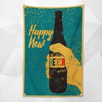 happy new beer vintage beer day poster wall art personalized party flag funny banner for bar cafe wine cellar home decoration