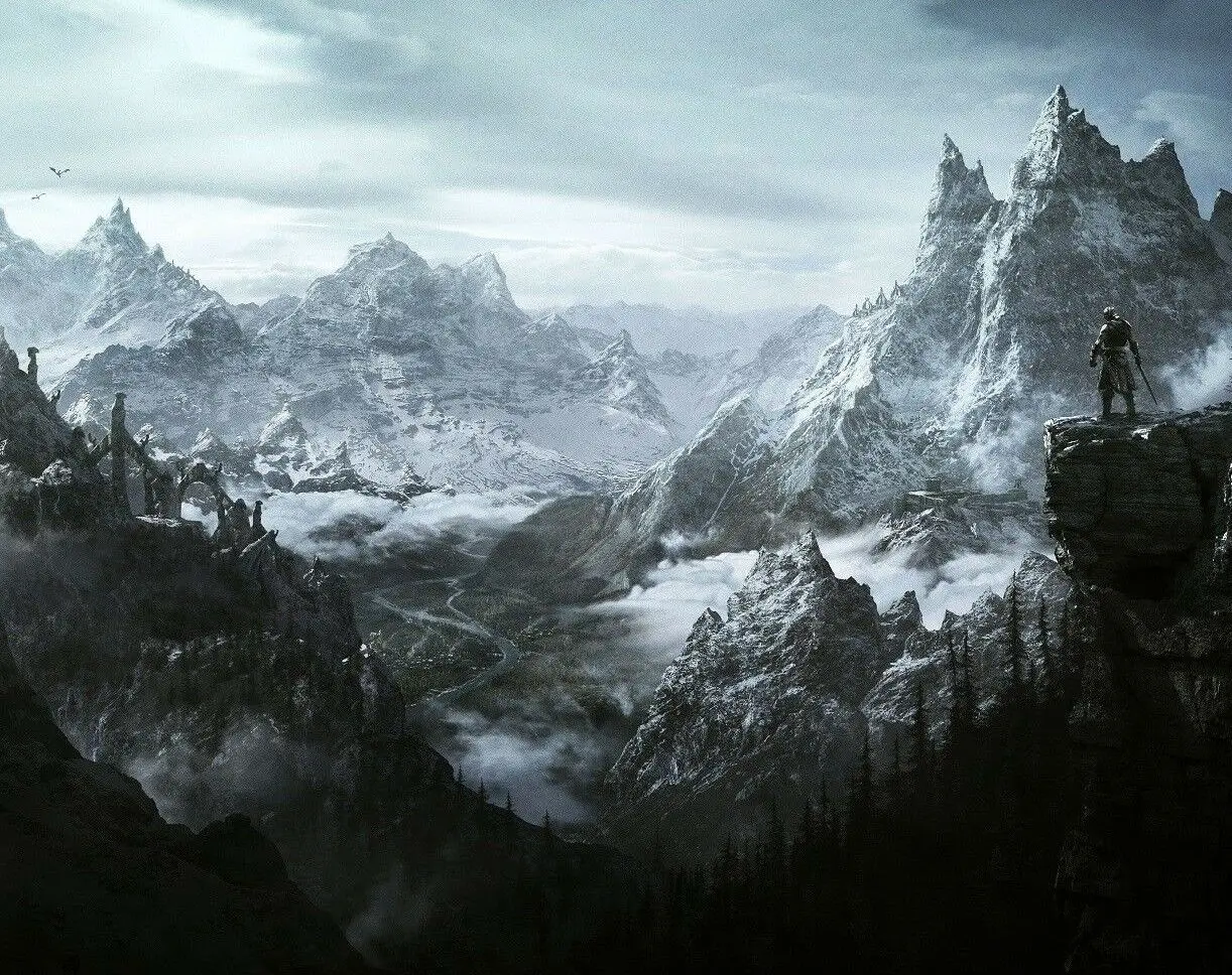 

Skyrim пейзаж природы Печать Искусство Холст постер для гостиной Декор дома Настенная картина