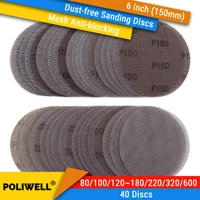 40pcs 6 inch 150mm mesh hook loop sanding discs assort grit dust free abrasive net sander disc anti blocking mesh sanding pads