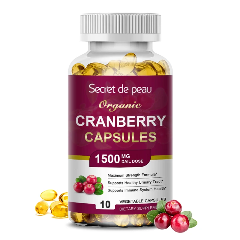 

Secret De Peau Organic Cranberry Extract Capsules Urinary Tract Health Immune Support Kidney Care Food Grade Vegetarian Capsules