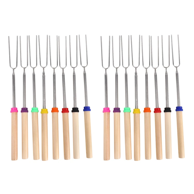 

Big deal Marshmallow Sticks,16 Pcs Roasting Sticks for BBQ/Campfire/Camping,Stainless Steel Smores Sticks with Wooden Handles