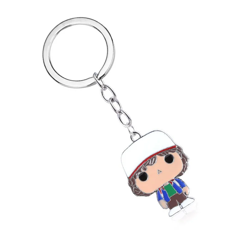 TV Show Stranger Hings Dustin Keychain Tv Drama Figure Pendant Keyring For Men Women Key Chain Halloween Jewelry Accessories