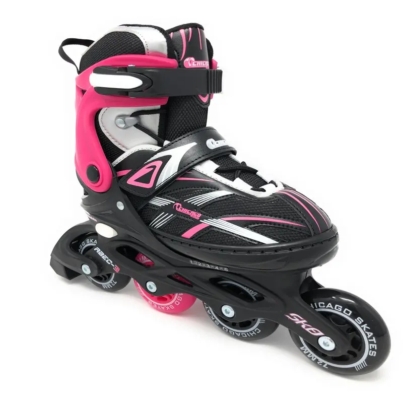 Girls Five Size Adjustable Inline Skates Black/pink/silver -