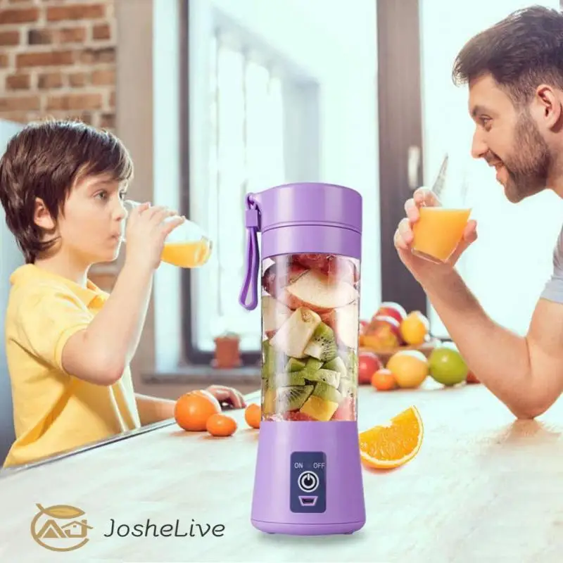 Colors USB Rechargeable Portable Mixer 6 Blades Juicer Juice