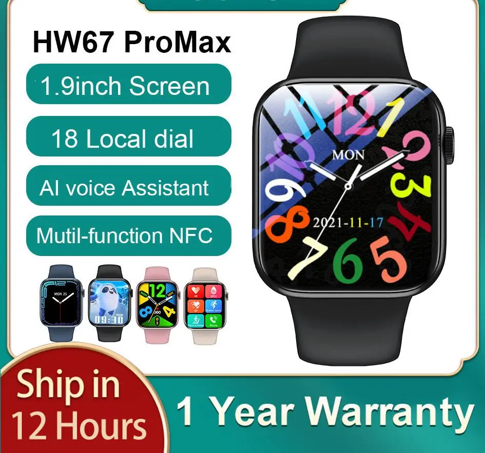 

2022 New HW67 Pro max Smart Watch 1.9 inch Series 7 NFC Voice Assistant Payment Bluetooth-Call Smartwatch Men PK iwo W27 W37