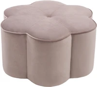 Flower shape Velvet Tufted Button Fabric Upholstered Storage Ottoman stool Foot Rest Stool for Bedroom Living Room Vanity Bench