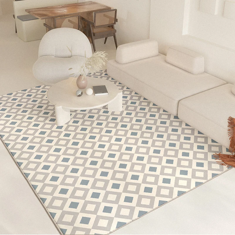 

American Style Carpets for Living Room Large Area Plaid Non-slip Mat Home Thick Lounge Rug Minimalist Bedroom Decor Plush Carpet