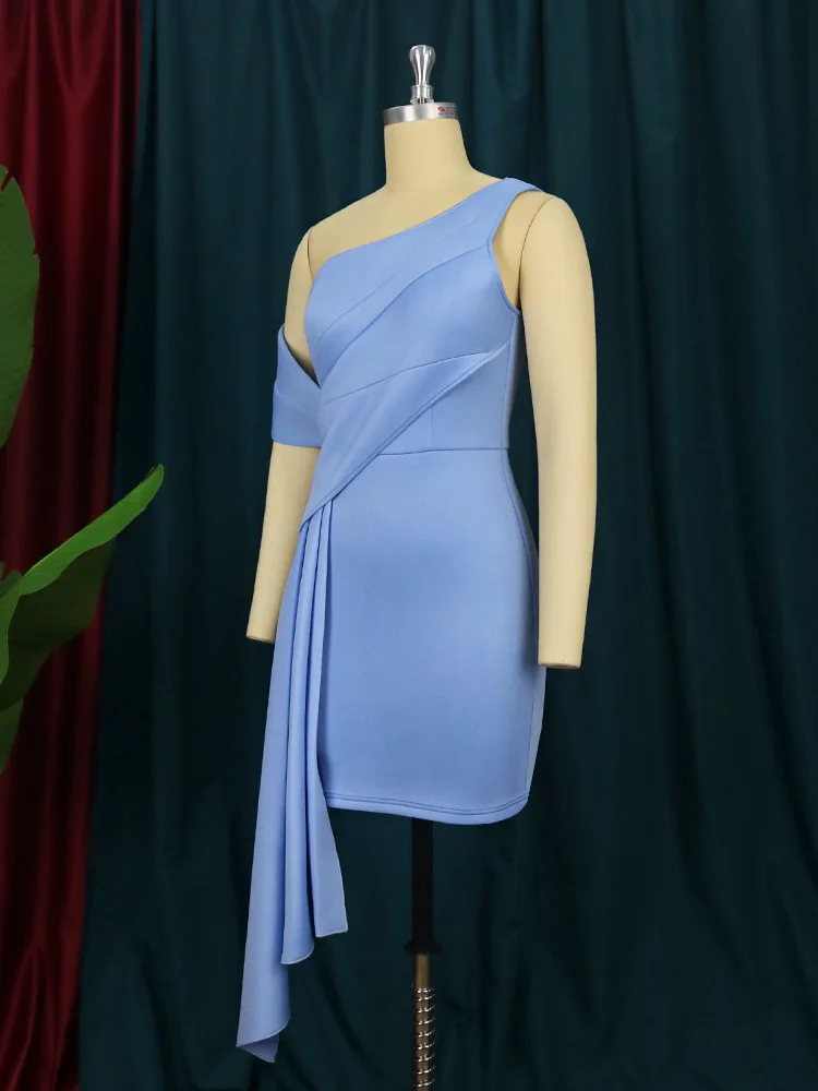 EOENKKY Plus Size New Summer Dress Party Dress with Diagonal Collar Sleeveless Irregular Shape Wholesale Dropshiping Customize