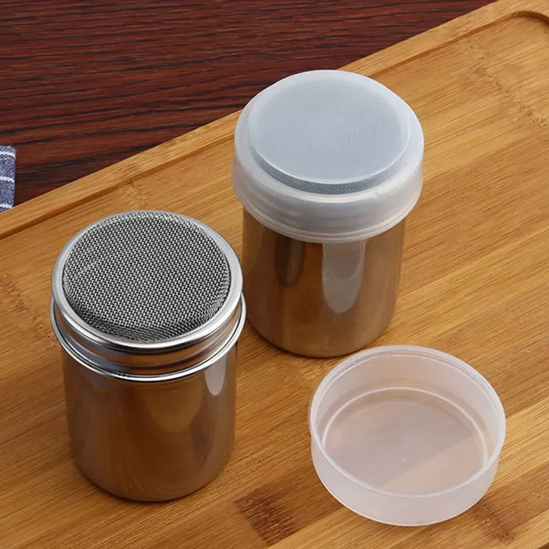 

and Large Size Stainless Steel Chocolate Shaker Icing Sugar Powder Flour Powder Cocoa Coffee Sifter Shakers with cover