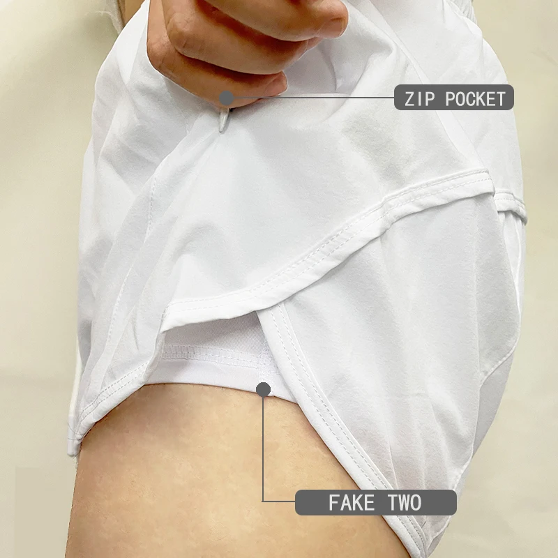 NWT Women's Summer Sports Shorts Fake Two Piece Pants Quick Dry Gym Workout Clothing Tennis Female Trousers Running Sportswear