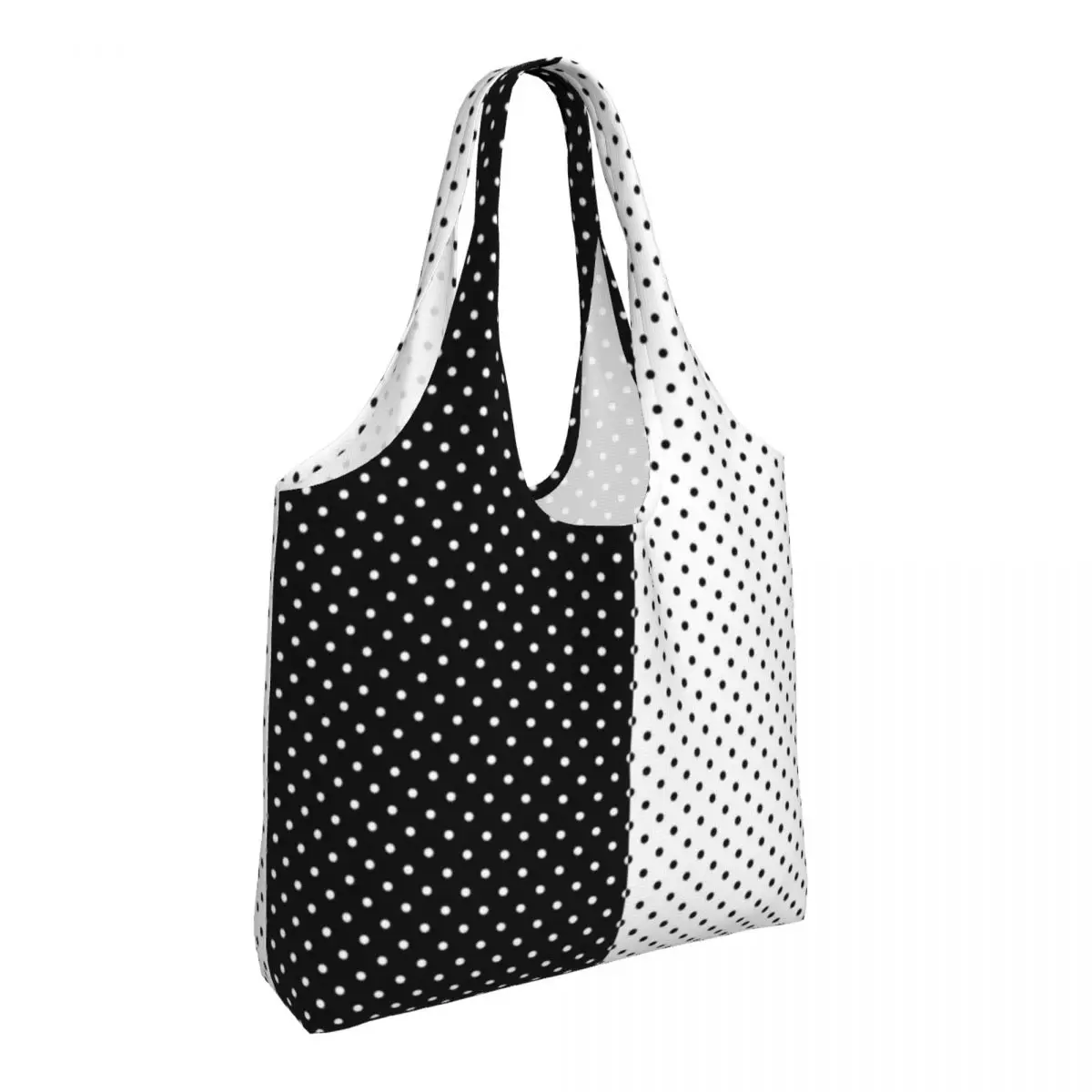 

Черно-белая хозяйственная сумка в горошек, двухцветная винтажная Подарочная сумка в стиле ретро, сумки для студентов