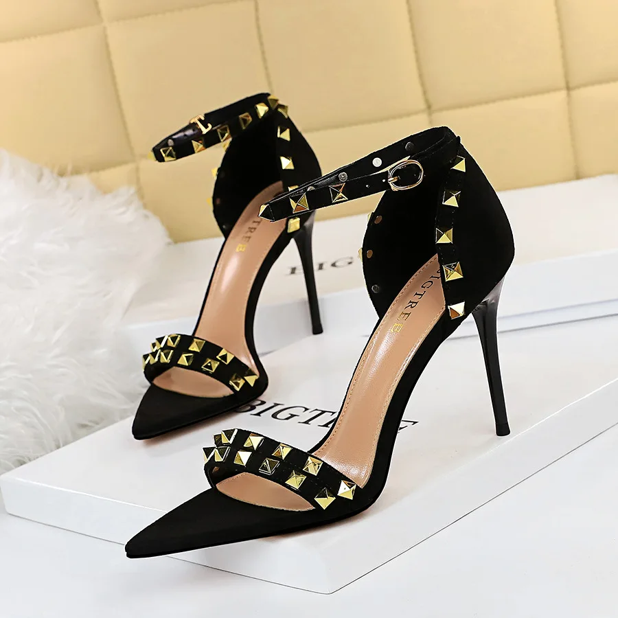 

BIGTREE Shoes Super High Heels Suede Women Heels Open Toe Woman Pumps Sexy Party Shoes Stiletto Heels Summer Women Sandals 2022