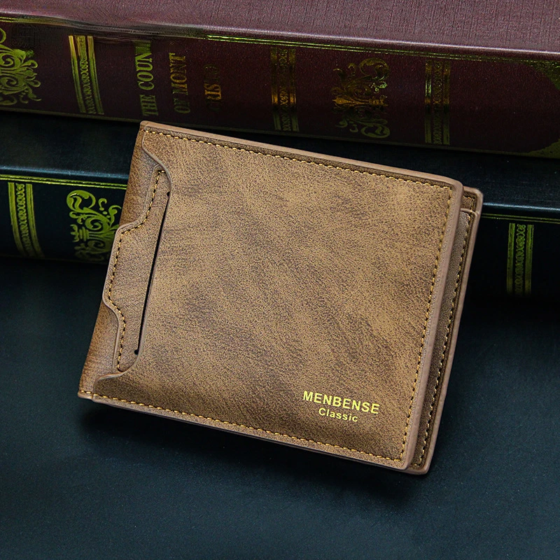 

Classic Men's Wallets Vintage Genuine PU Leather Wallet RFID Anti Theft Short Fold Business Card Holder Purse Wallet Man