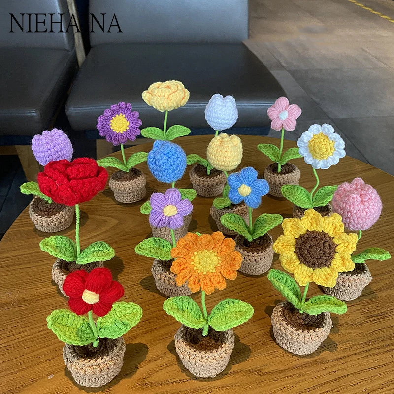 

Handmade Knitted Flower for Decoration Artificial Flowers Fake Flowers Ins Immortal Flower Wedding Decoration