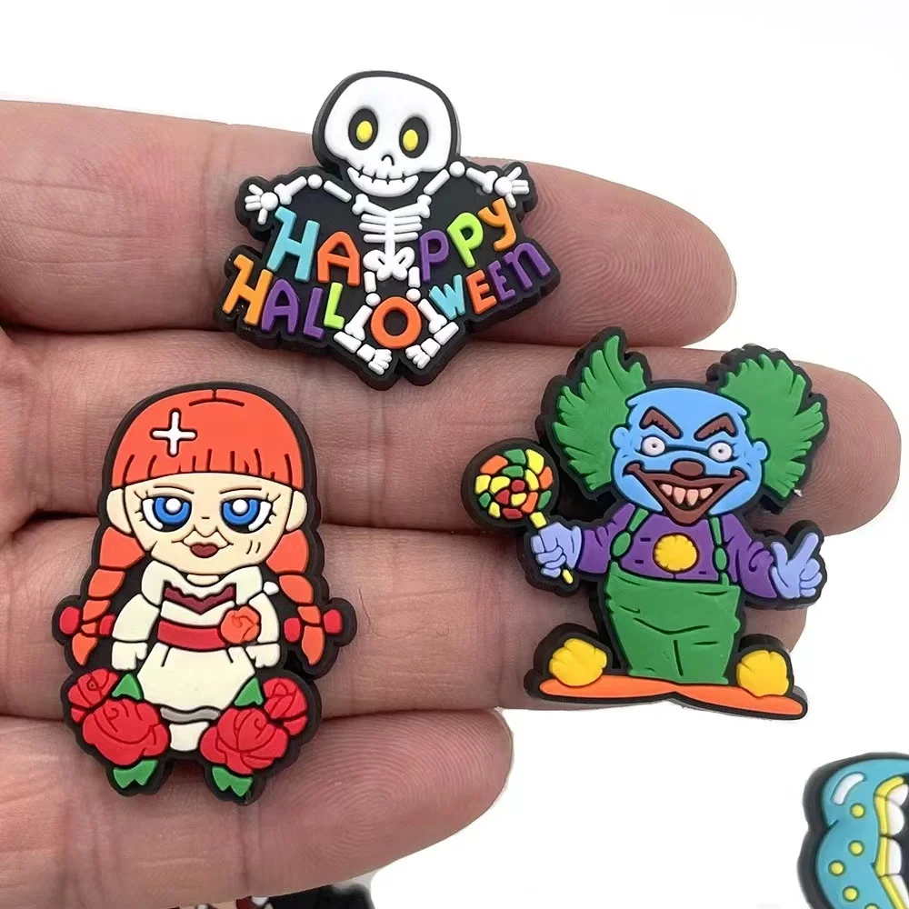 50Pcs PVC Shoe Crocs Buckle Accessories Halloween  DIY Cartoon Shoes Decoration For Kids Croc Charms Kids Party Gift