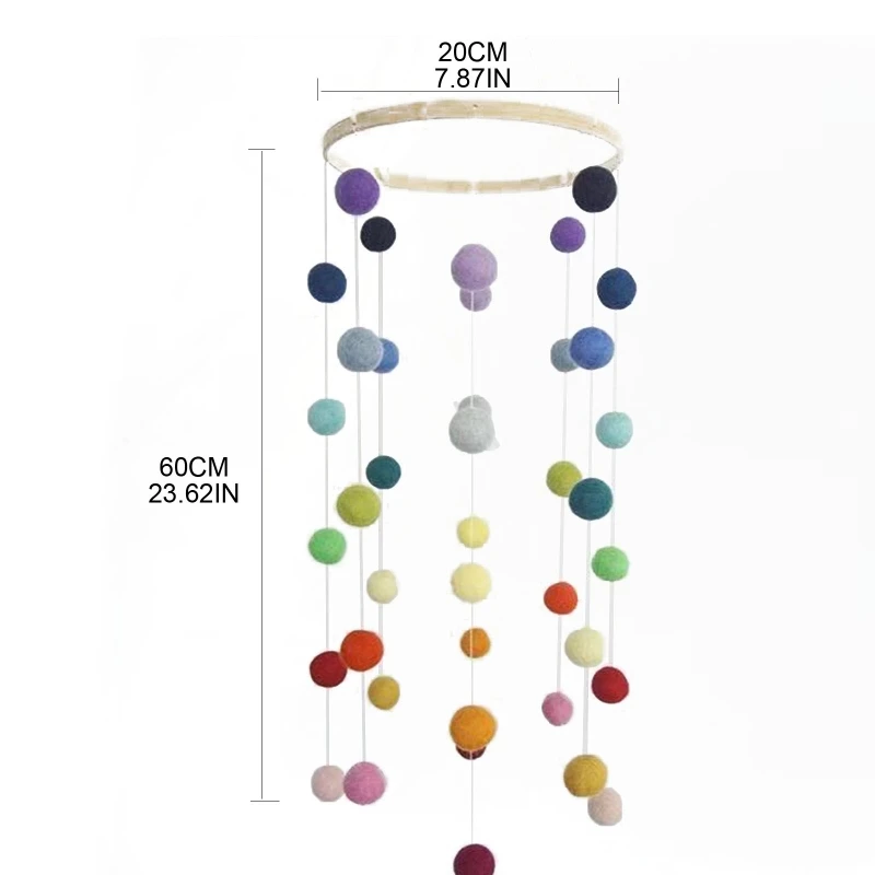 Детская кроватка ветряная колокольчик радужные меховые шарики погремушка для
