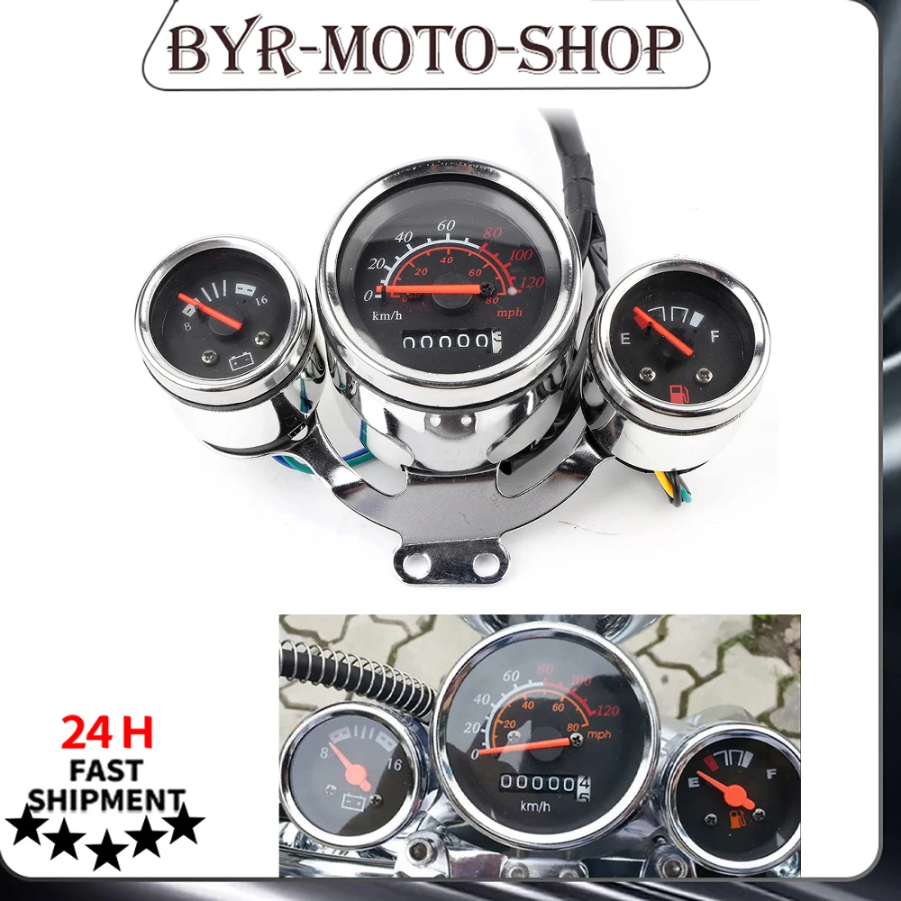 

Motorcycle Instrument Digital Tachometer Speedometer Odometer Meter Motorbike Voltmeter Fuel Gauge Kit Fits For Universal