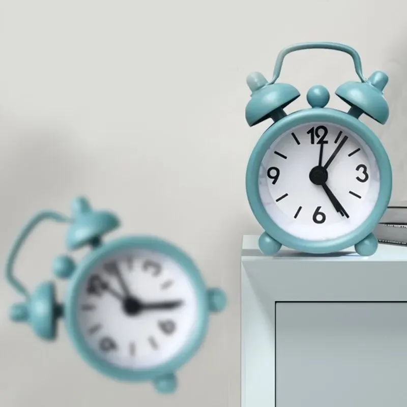 Креативный Круглый Металлический Будильник С Синим Кварцем Портативный Декор