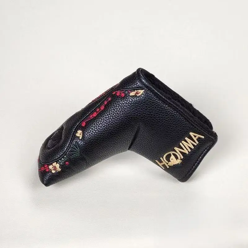 Фото Чехол для головки клюшки HONMA Premium Golf: для драйвера, фервей-вуда, паттера, белый с золотой вышивкой, защита для головки клюшки №3