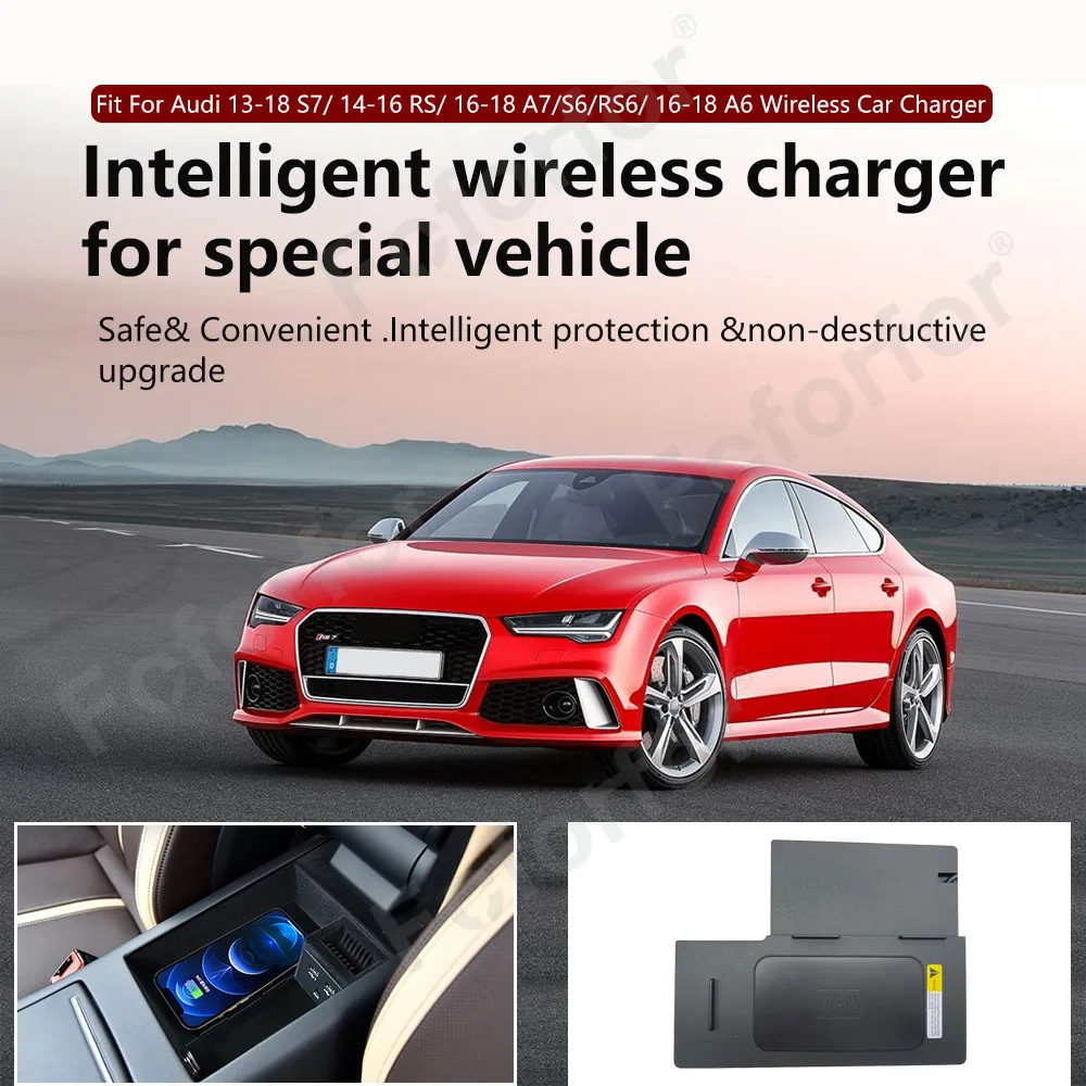 Купи Car Wireless Charger Fast Charging For Audi S7 RS7 A7 A6L S6 RS6 Intelligent Infrared Phone Holder For Iphone Samsung за 5,340 рублей в магазине AliExpress