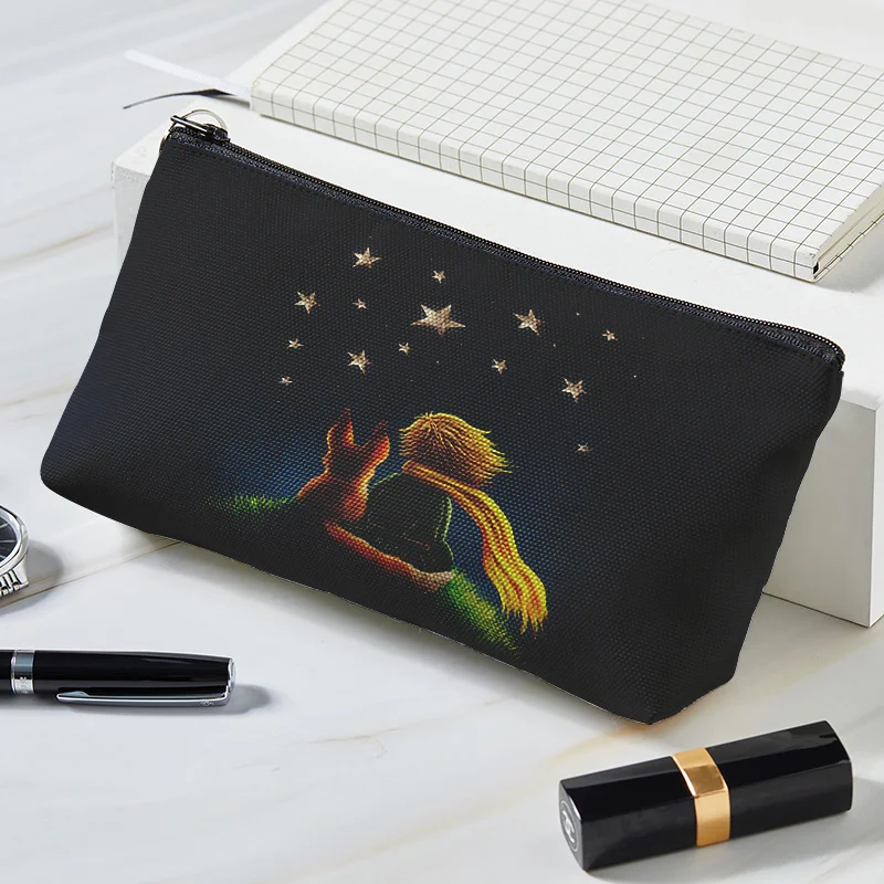 

Lovely Cartoon Little Prince Print Canvas Women Makeup Bag Toiletries Organize Portable Travel Cosmetic Bag Female Make Up cases