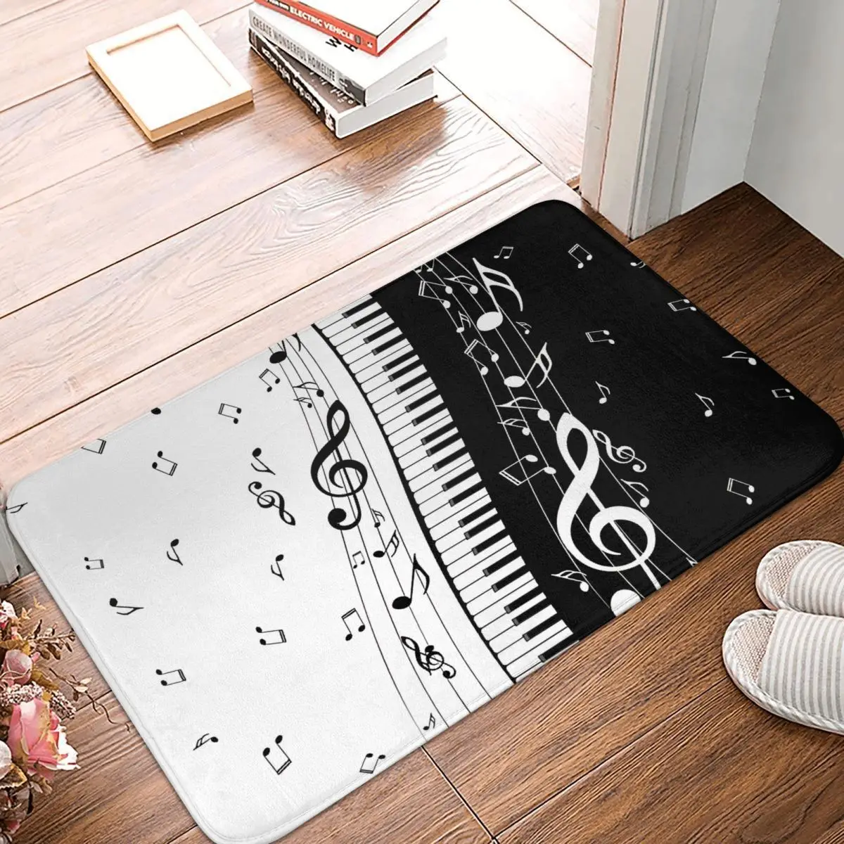 

Music Pattern Art Kitchen Non-Slip Carpet Minimalistic Piano Keys Bedroom Mat Welcome Doormat Home Decoration Rug