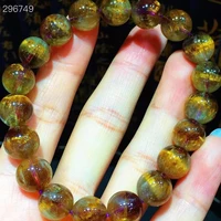 natural purple cacoxenite auralite 23 purple bracelet 10mm clear round beads gold rutilated quartz canada aaaaaa
