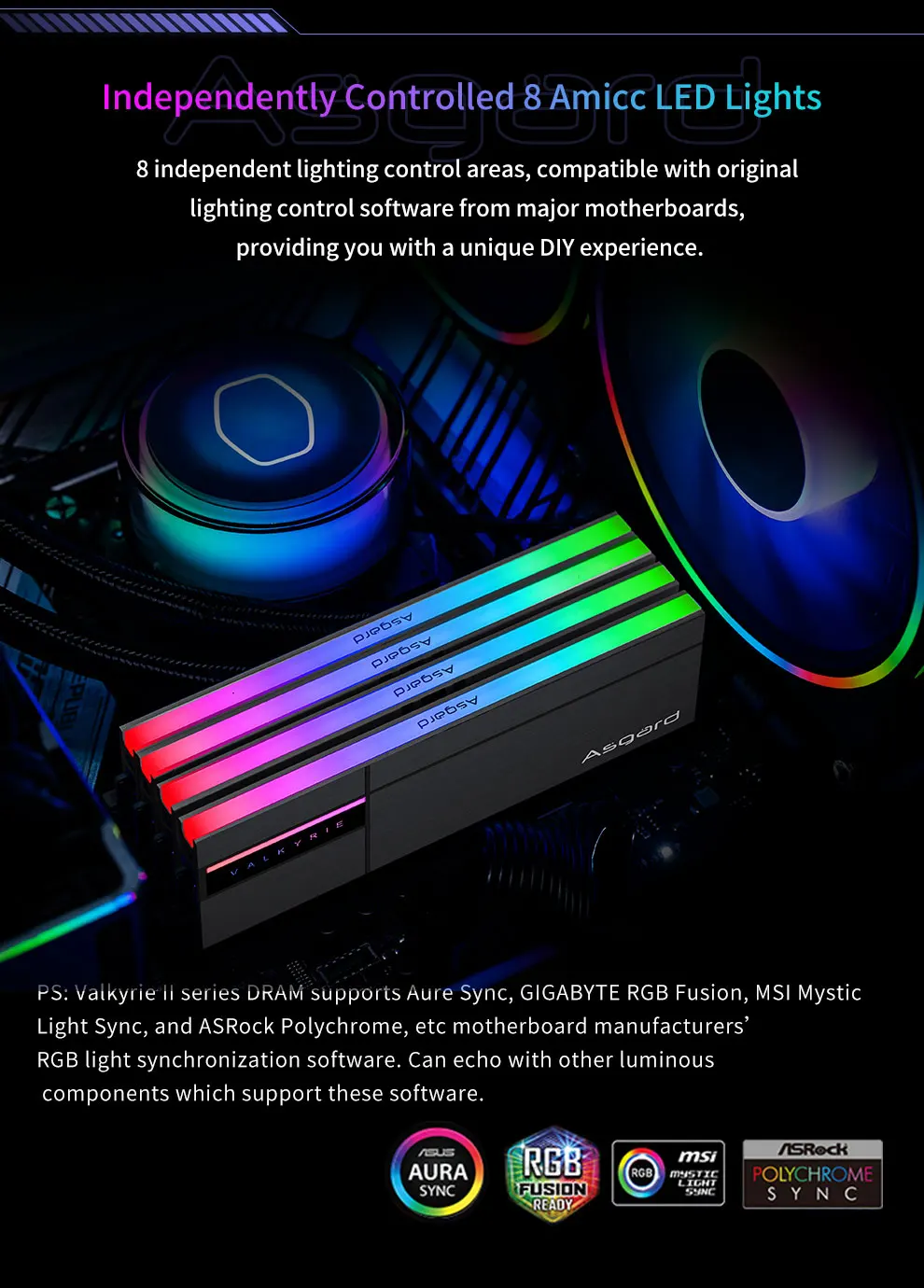 Asgard Valkyrie II series DDR5 RGB ОЗУ память для ПК 16 Гб X2 32 64 6400 МГц 6800 настольного компьютера